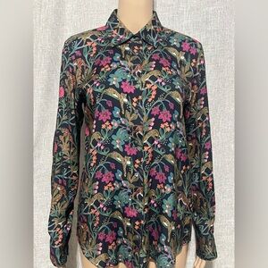 Hartford Alternative Classics Buttons Down Long Sleeve Shirt Floral/animal~LARGE